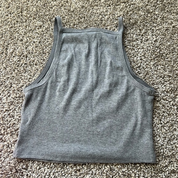 Forever 21 Gray Ribbed Square Neck Cropped Tank Top - Picture 2 of 5